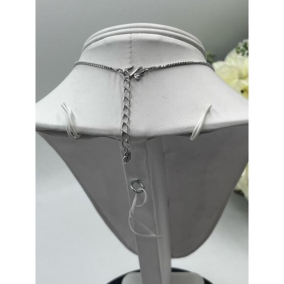 Swarovski Signed Rhodium Sterling Silver Box Chain Crystal Briolett Necklace - Picture 10 of 14